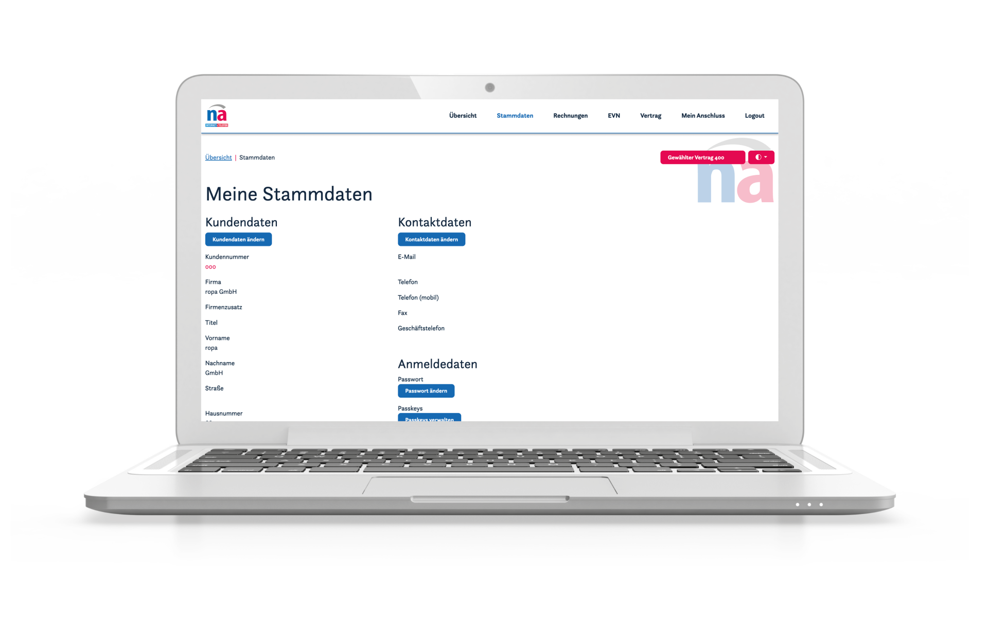 Kundenportal &ndash; Stammdaten