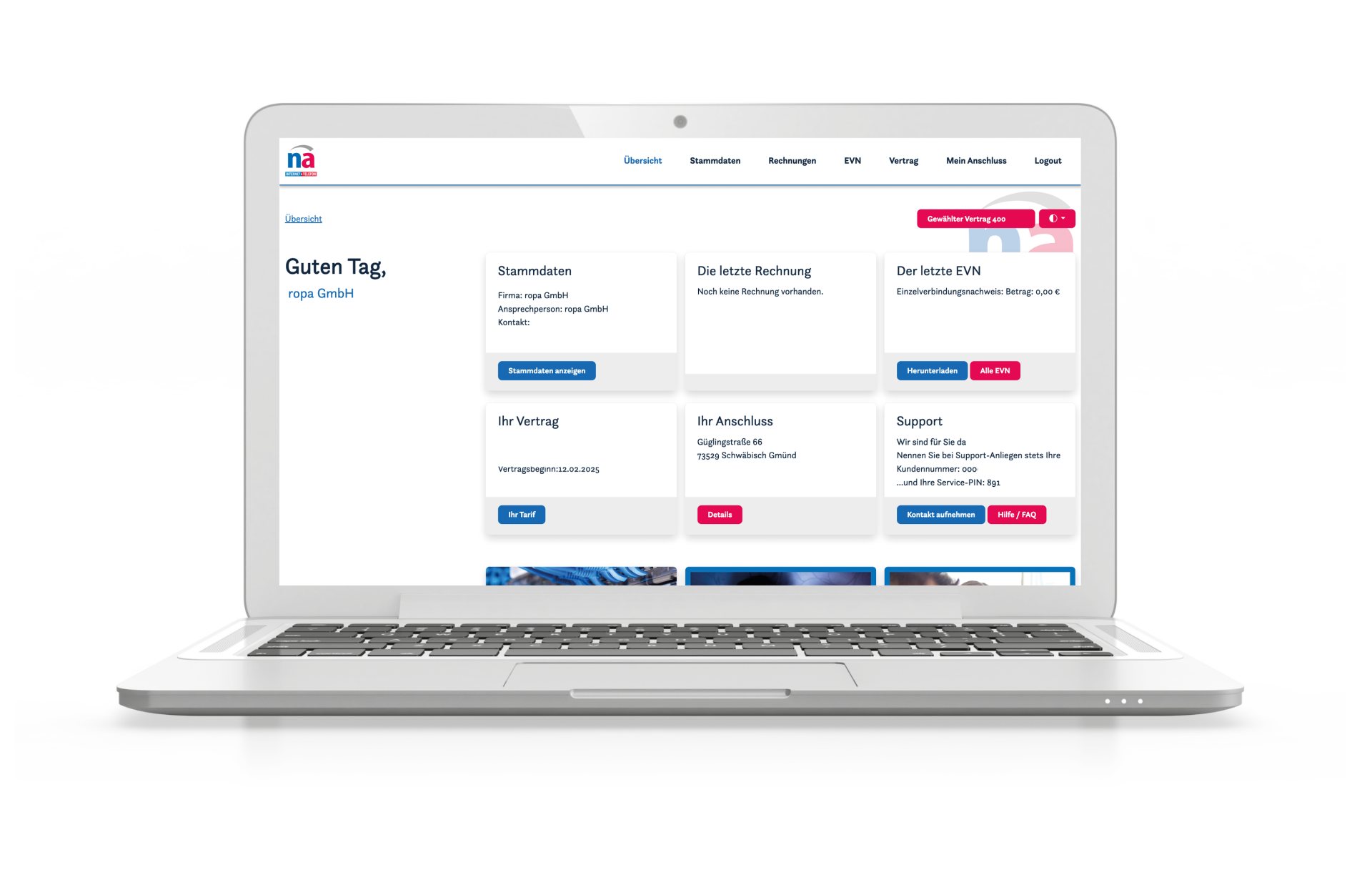 Kundenportal &ndash; &Uuml;bersicht